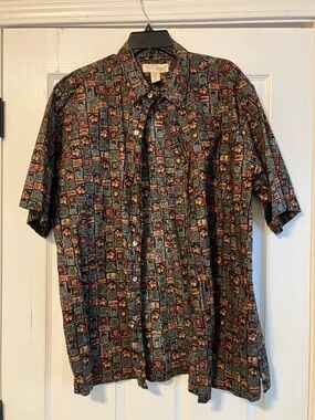 Tori Richard Green Aloha Hawaiian Button Down Short Sleeve Shirt Mens XL